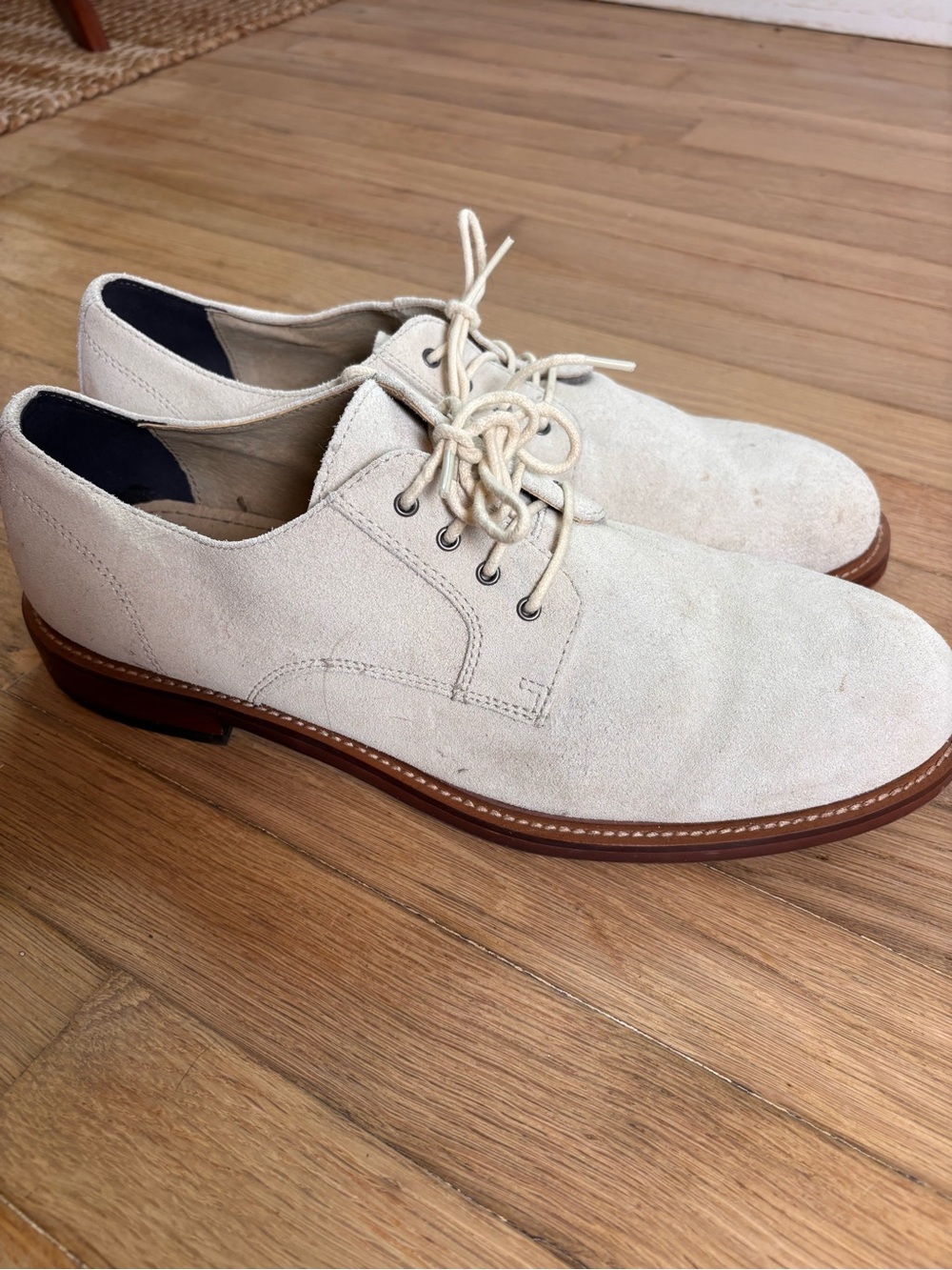 Banana Republic Men’s Suede Derby Shoes Cream Beige Leather Oxfords Size 11.5